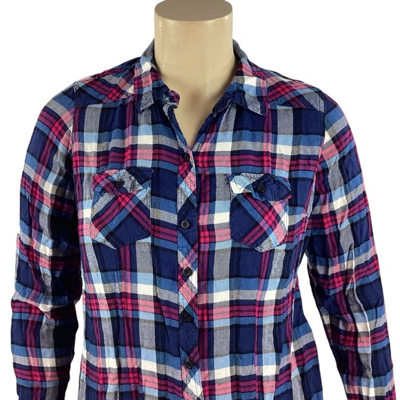 Torrid Plaid Button Down Shirt Blue Multicolor Size 1X - Picture 2 of 7